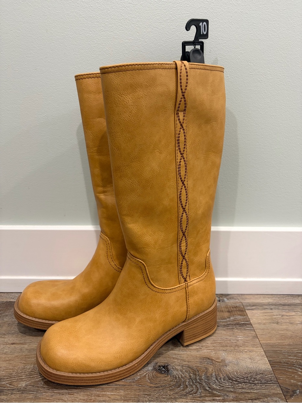 Classic Tall Camel Women's Faux Leather Boots, No Boundaries Brand Size 10